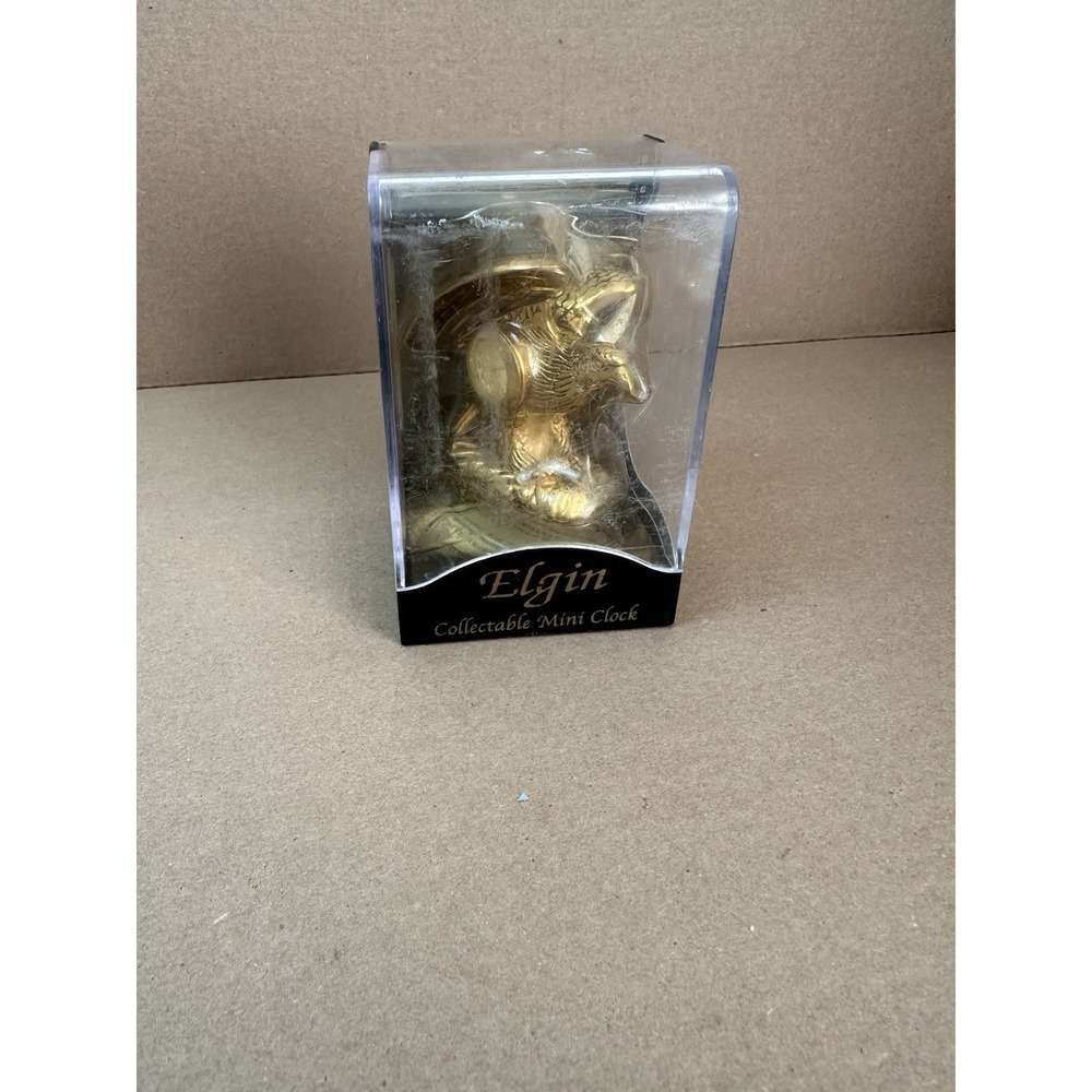 Elgin Collectable Mini Clock – Golden Eagle Figurine (Original Display Case)
